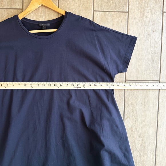 COS Midi Trapeze/Tent Dress Large Minimalist Modern Capsule Oversized Navy Swing - Picture 7 of 8